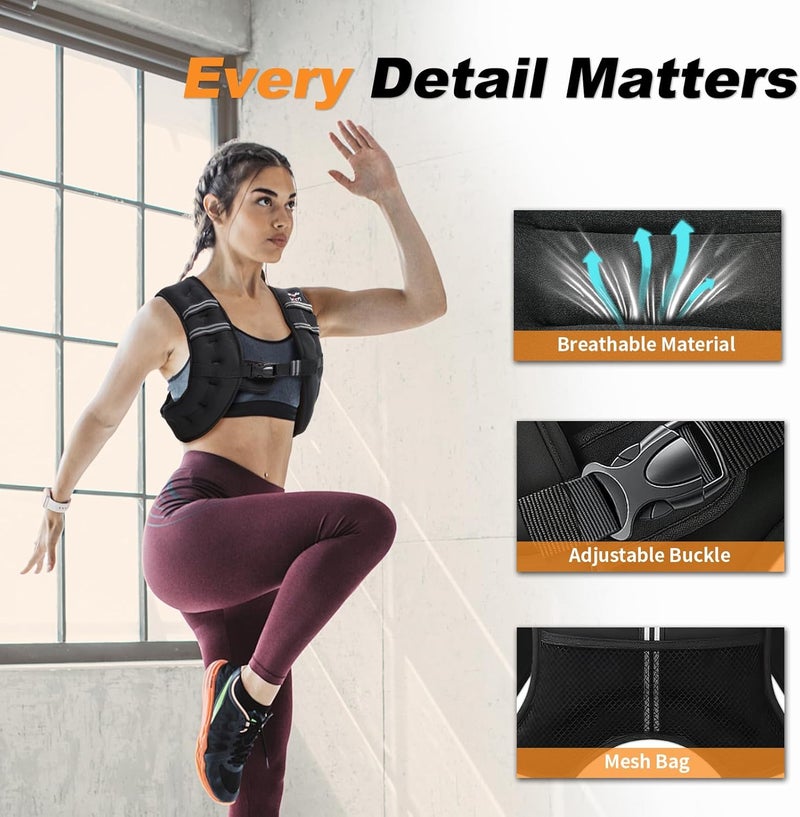 VBSD Weighted Vest Woman 6lb/8lb/12lb/16lb/20lb/25lb/30lb Weight Vest for Women Men Body Weight Vests for Walking Strength Training Running Workout Jogging Fitness - Image 2